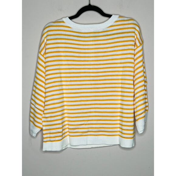 NWT Candace Cameron Bure Soft Boatneck Half Placket Sweater Amber Stripe SIZE S - Picture 6 of 7